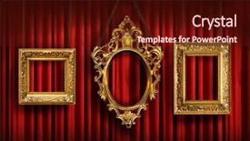  Presentation with gold red - PPT layouts with red drapes with three gold background and a tawny brown colored foreground