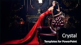  Presentation with luxury fashion - Amazing PPT theme having red dress and precious jewelery backdrop and a black colored foreground