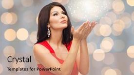  Presentation with dust - Cool new PPT theme with red dress blowing fairy dust backdrop and a coral colored foreground