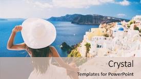  Presentation with sea sun - PPT theme enhanced with red dress enjoying summer background and a lemonade colored foreground