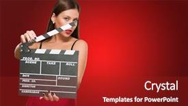  Presentation with clapper - Beautiful presentation theme featuring red dress holding clapper backdrop and a crimson colored foreground