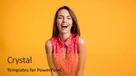  Presentation with red and yellow - Beautiful presentation design featuring red dress isolated over yellow backdrop and a gold colored foreground