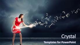  Presentation with girl in red dress - Audience pleasing presentation theme consisting of red dress playing imaginary guitar backdrop and a  colored foreground