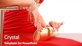  Presentation with gold red - Beautiful PPT theme featuring red dress with gold bag backdrop and a  colored foreground