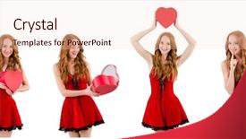  Presentation with treasure - Presentation design consisting of red dress with heart background and a lemonade colored foreground