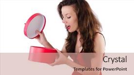 Presentation with treasure - PPT theme having red dress with heart background and a coral colored foreground