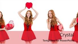  Presentation with treasure - Presentation design featuring red dress with heart background and a  colored foreground