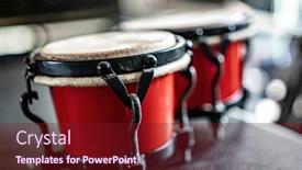  Presentation with musical instrument - PPT layouts with red-drums-in-recording-studio background and a tawny brown colored foreground