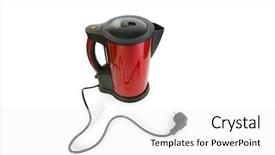  Presentation with electrical - Slide deck with red electrical kettle isolated on white background and a white colored foreground