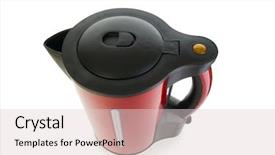  Presentation with electrical - Cool new slides with red electrical kettle isolated on white backdrop and a lemonade colored foreground