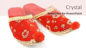  Presentation with turkish - Presentation design consisting of red-embroidered-turkish-slippers-decorative background and a lemonade colored foreground