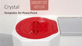  Presentation with escape rooms - Audience pleasing PPT theme consisting of red-emergency-exit-escape-hatch backdrop and a lemonade colored foreground