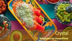  Presentation with mexican food - Colorful slides enhanced with red enchiladas mexican food backdrop and a tawny brown colored foreground