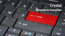  Presentation with element - PPT theme enhanced with red enter button on keyboard background and a dark gray colored foreground