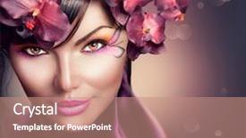  Presentation with flower woman - Presentation theme with red eye - beautiful woman with orchid flower background and a coral colored foreground
