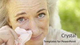  Presentation with fever - Amazing slides having red eye - senior woman with hay fever backdrop and a mint green colored foreground