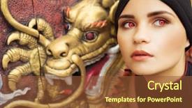  Presentation with mens fashion portrait - Cool new slides with red eyes over golden dragon backdrop and a  colored foreground