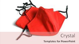 Presentation with face masks - PPT theme consisting of red-fabric-face-masks background and a coral colored foreground