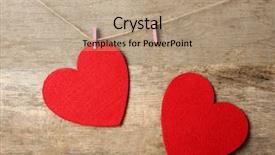  Presentation with hang - Amazing PPT theme having red felt hearts hang backdrop and a coral colored foreground