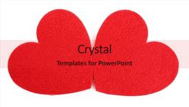  Presentation with hearts - Colorful slide deck enhanced with red felt hearts isolated on white background backdrop and a red colored foreground