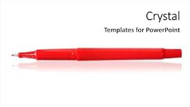  Presentation with pen - Theme featuring red felt-tip pen reflected background and a white colored foreground