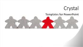  Presentation with difference - Cool new PPT theme with red figure among gray ones backdrop and a  colored foreground