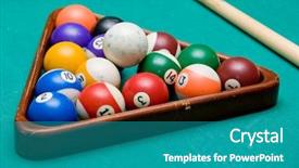  Presentation with green - PPT layouts featuring red figure circle - billiards balls on the green background and a  colored foreground