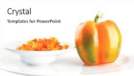  Presentation with pepper - Colorful PPT theme enhanced with red figure circle - fresh orange bell pepper isolated backdrop and a  colored foreground
