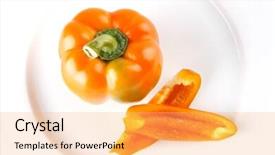  Presentation with orange peel isolated - Presentation design with red figure circle - light orange bell pepper isolated background and a  colored foreground