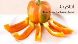  Presentation with orange peel isolated - Amazing PPT theme having red figure circle - light orange bell pepper isolated backdrop and a  colored foreground