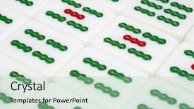  Presentation with mahjong - Cool new PPT theme with red figure circle - mahjong tiles backdrop and a mint green colored foreground