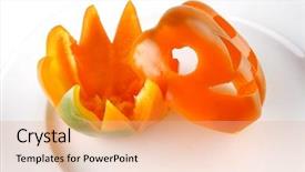  Presentation with rainbow over orad - PPT theme enhanced with red figure circle - orange bell pepper isolated background and a  colored foreground