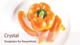  Presentation with pepper - Presentation theme with red figure circle - raw fresh orange bell pepper background and a  colored foreground