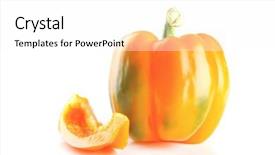  Presentation with pepper - Audience pleasing presentation design consisting of red figure circle - raw fresh orange bell pepper backdrop and a  colored foreground