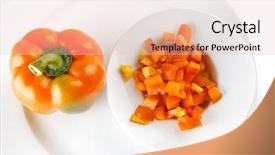  Presentation with pepper - Slides consisting of red figure circle - raw fresh orange bell pepper background and a  colored foreground