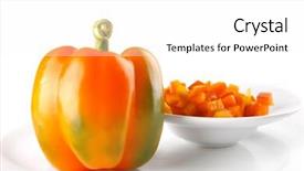  Presentation with pepper - PPT layouts consisting of red figure circle - raw fresh orange bell pepper background and a  colored foreground