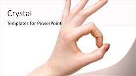  Presentation with hand x ray - Presentation theme with red figure circle - woman hand ok sign isolated background and a sky blue colored foreground