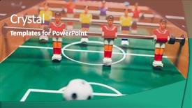  Presentation with soccer game analysis - Cool new theme with red figure team - table football soccer game players backdrop and a coral colored foreground