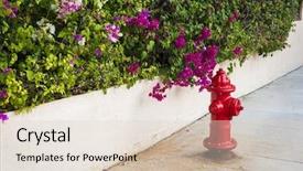  Presentation with fire red - Presentation theme consisting of red fire hydrant on street background and a  colored foreground