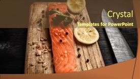  Presentation with salmon fish - Presentation theme having red-fish-salmon-fillet and a tawny brown colored foreground