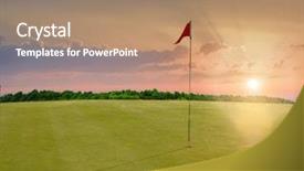  Presentation with golf course - Audience pleasing slide deck consisting of red flag in a golf backdrop and a coral colored foreground