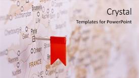  Presentation with map - PPT theme featuring red flag on the map background and a lemonade colored foreground