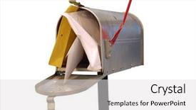  Presentation with silver metal red - Colorful presentation enhanced with red flag staffed with letter backdrop and a light gray colored foreground