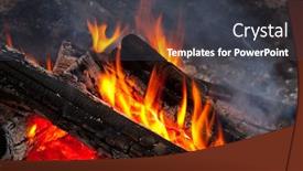  Presentation with campfire - Presentation theme with forest fire burning wildfire close - red flame of hot campfire background and a dark gray colored foreground