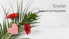  Presentation with heart flowers - PPT theme enhanced with red-flowers-with-red-heart background and a white colored foreground
