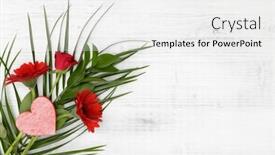  Presentation with heart flowers - Colorful presentation enhanced with red-flowers-with-red-heart backdrop and a white colored foreground