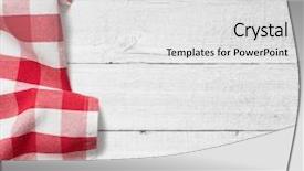  Presentation with tablecloth - Colorful PPT theme enhanced with red folded tablecloth over white backdrop and a light gray colored foreground