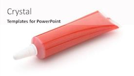  Presentation with food red - PPT theme with red-food-colouring-gel-tube background and a sky blue colored foreground