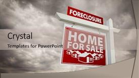  Presentation with foreclosure - Slides enhanced with red foreclosure home for sale background and a mint green colored foreground