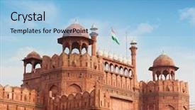  Presentation with india fort - Colorful presentation theme enhanced with lal qila - red fort backdrop and a light blue colored foreground